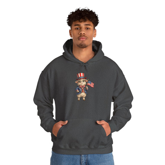 Patriotic Sheep Hoodie — Vintage Uncle Sam Sheep Holding American Flag
