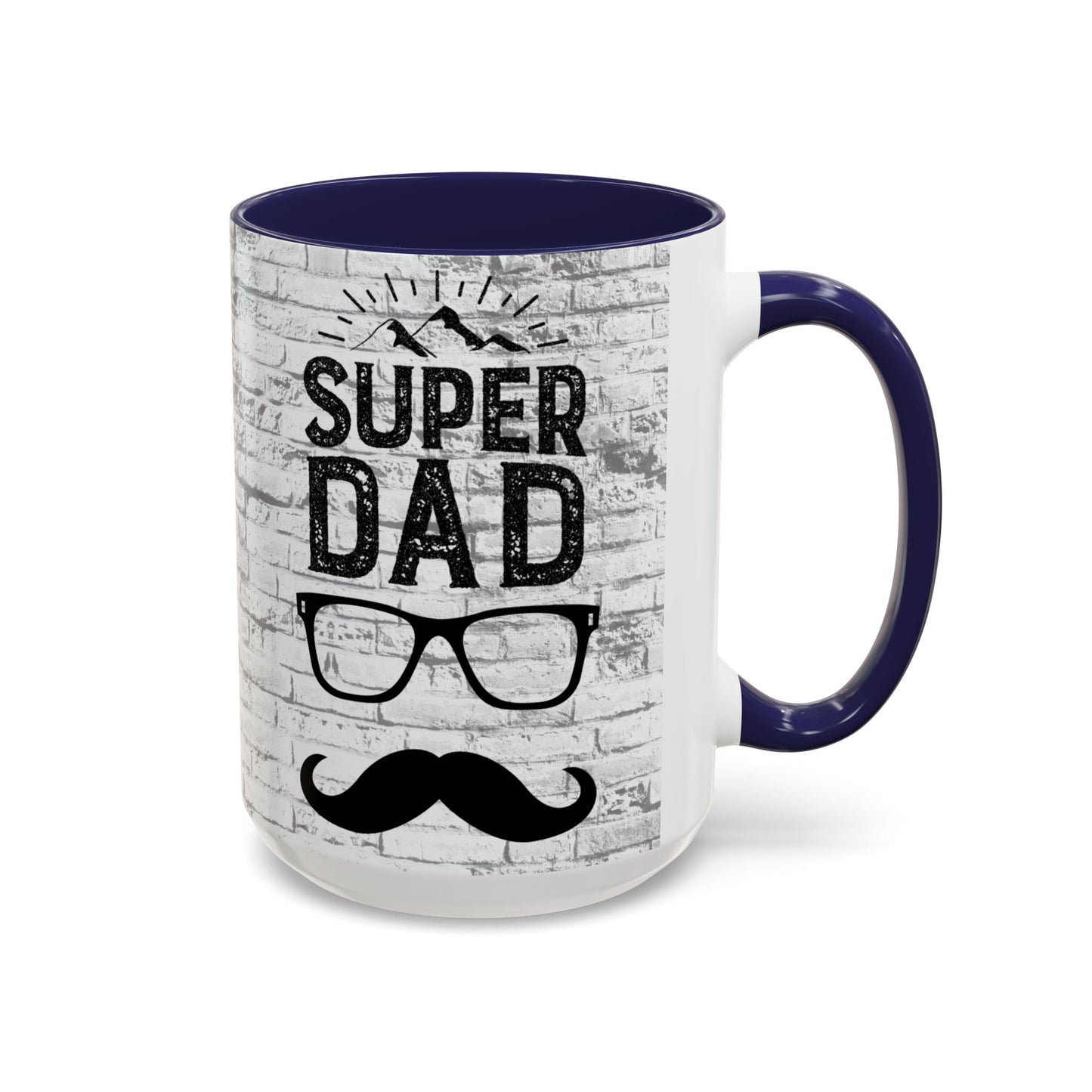 Super Dad Accent Coffee Mug — Father’s Day Mustache & Glasses 11/15oz
