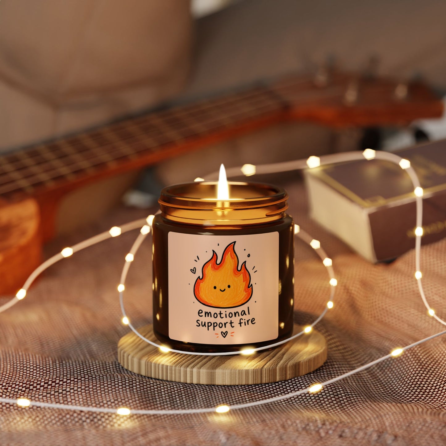 Emotional Support Fire Soy Candle — Amber Jar Scented Candle