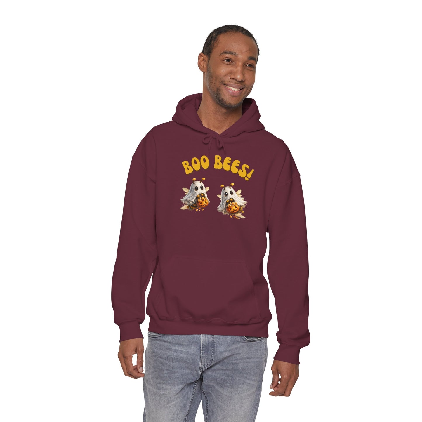 Halloween 'Boo Bees' Hoodie – Cute Ghost Bee Pumpkin Graphic Sweatshirt