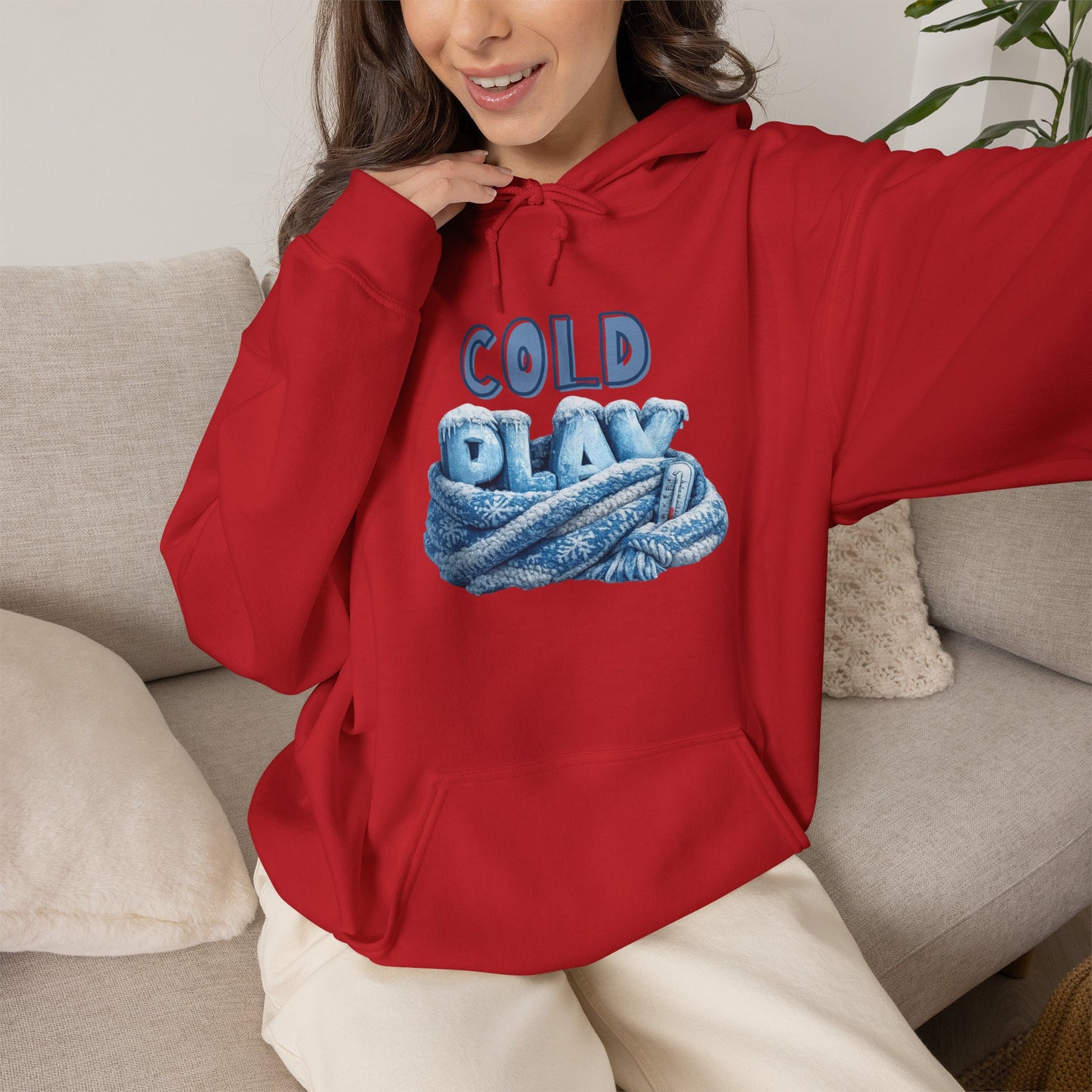 Cold Play Rope Graphic Hoodie – Blue Text & Knot Design, Cozy Band-Inspired Pullover