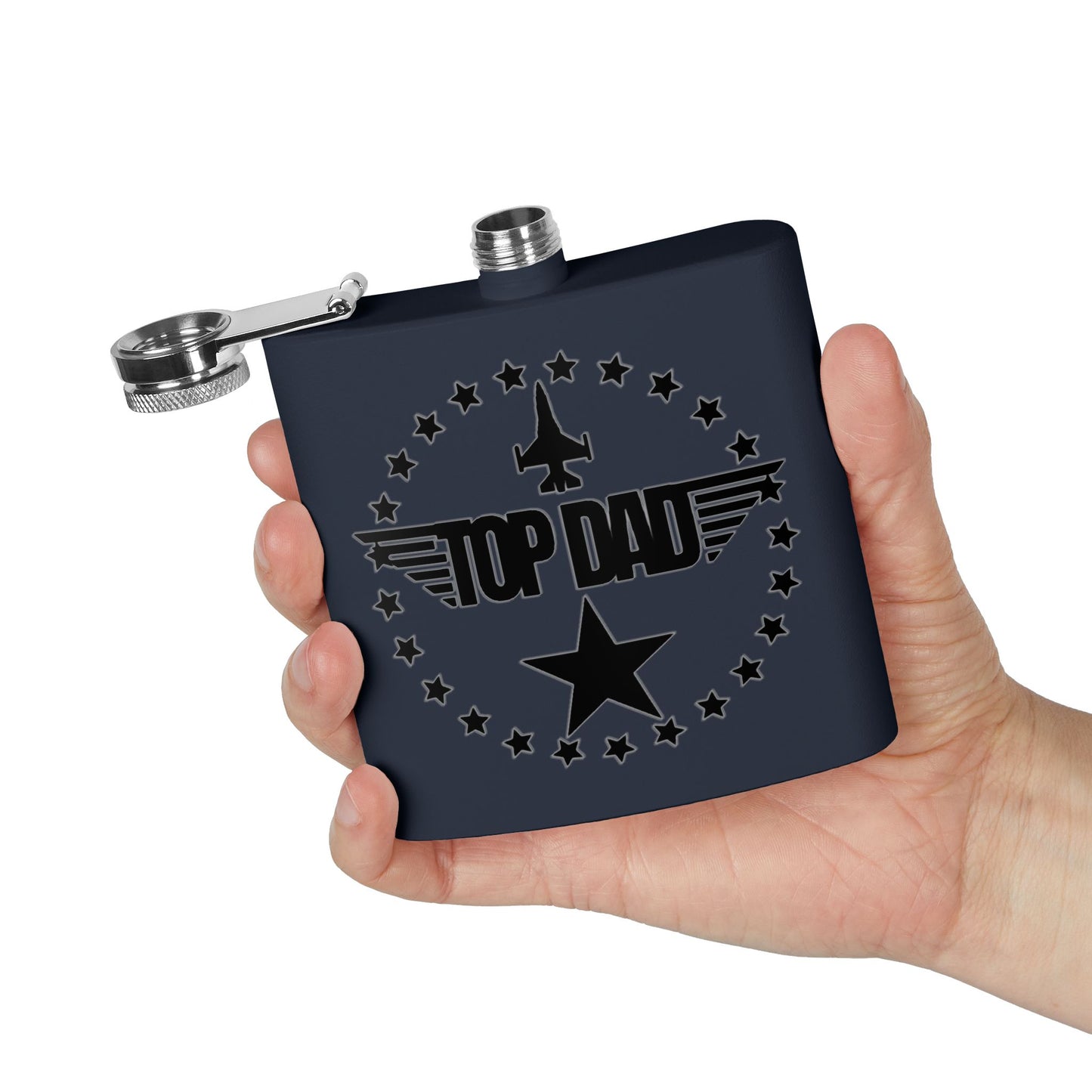Top Dad Stainless Steel Flask — 6oz Military Pilot Gift for Father’s Day