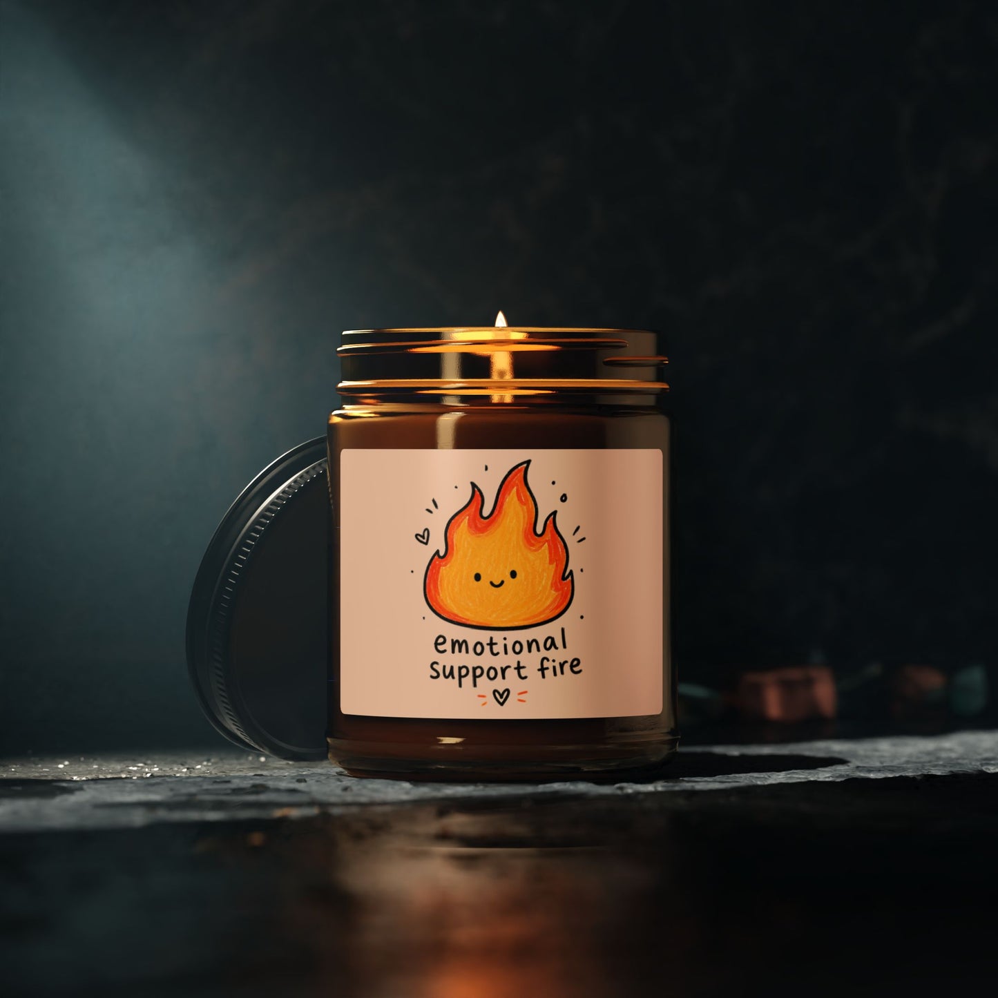 Emotional Support Fire Soy Candle — Amber Jar Scented Candle