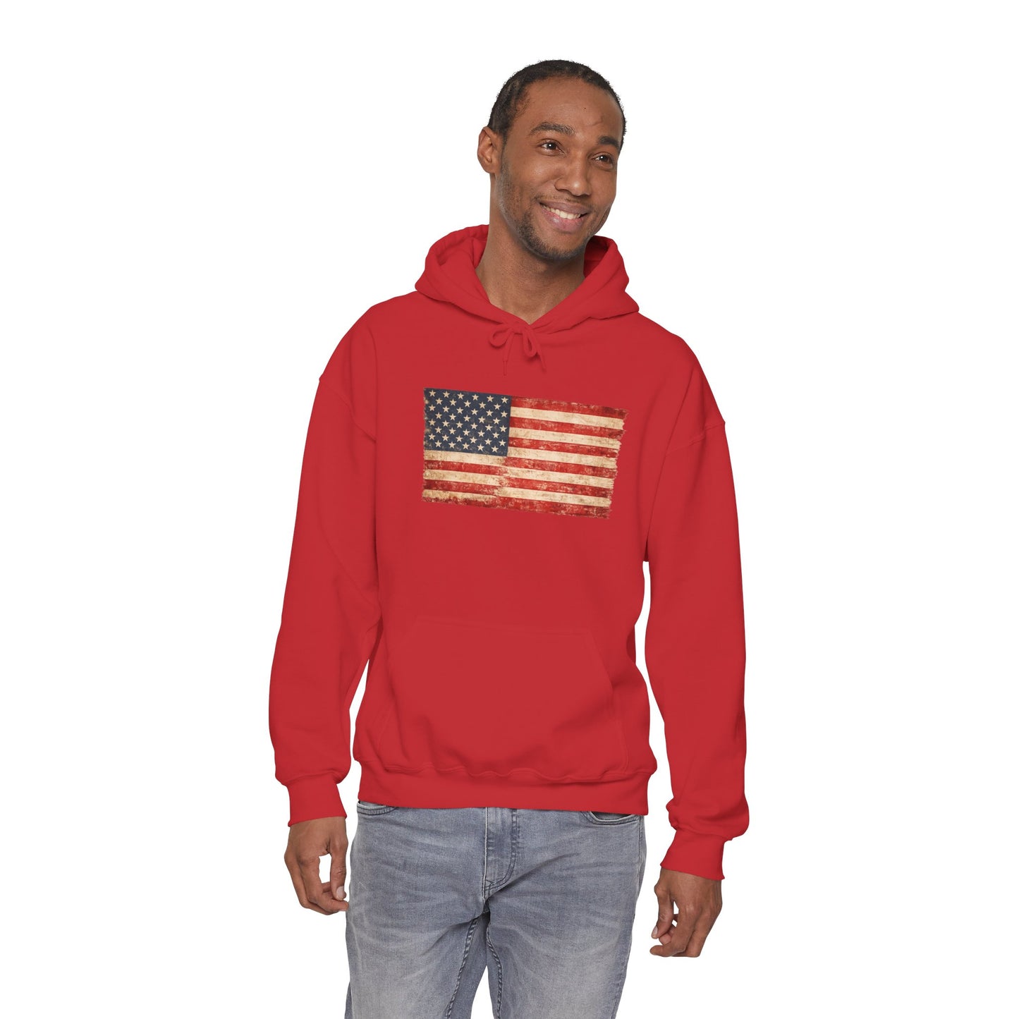 Vintage American Flag Hoodie - Distressed USA Patriotic Pullover