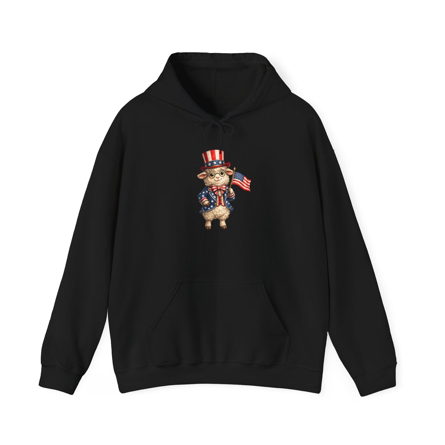 Patriotic Sheep Hoodie — Vintage Uncle Sam Sheep Holding American Flag