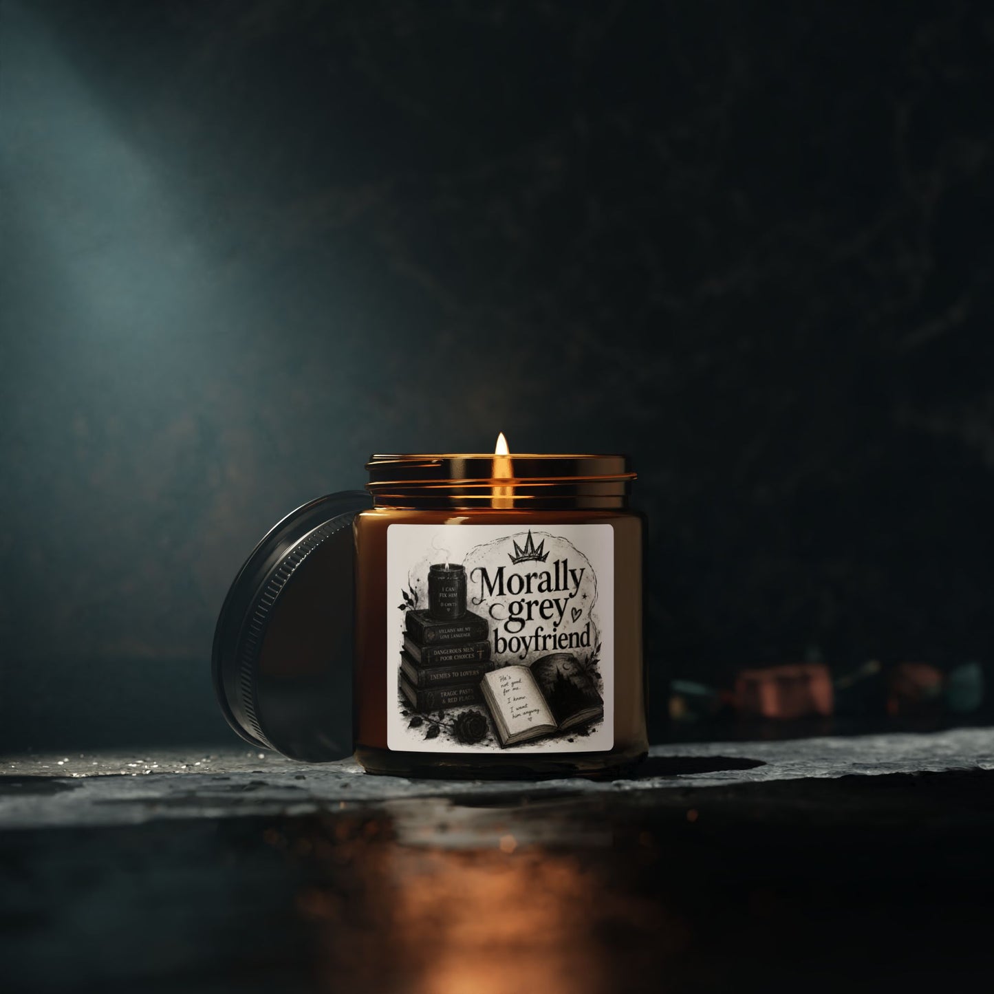 Morally Grey Boyfriend Scented Soy Candle — Amber Jar