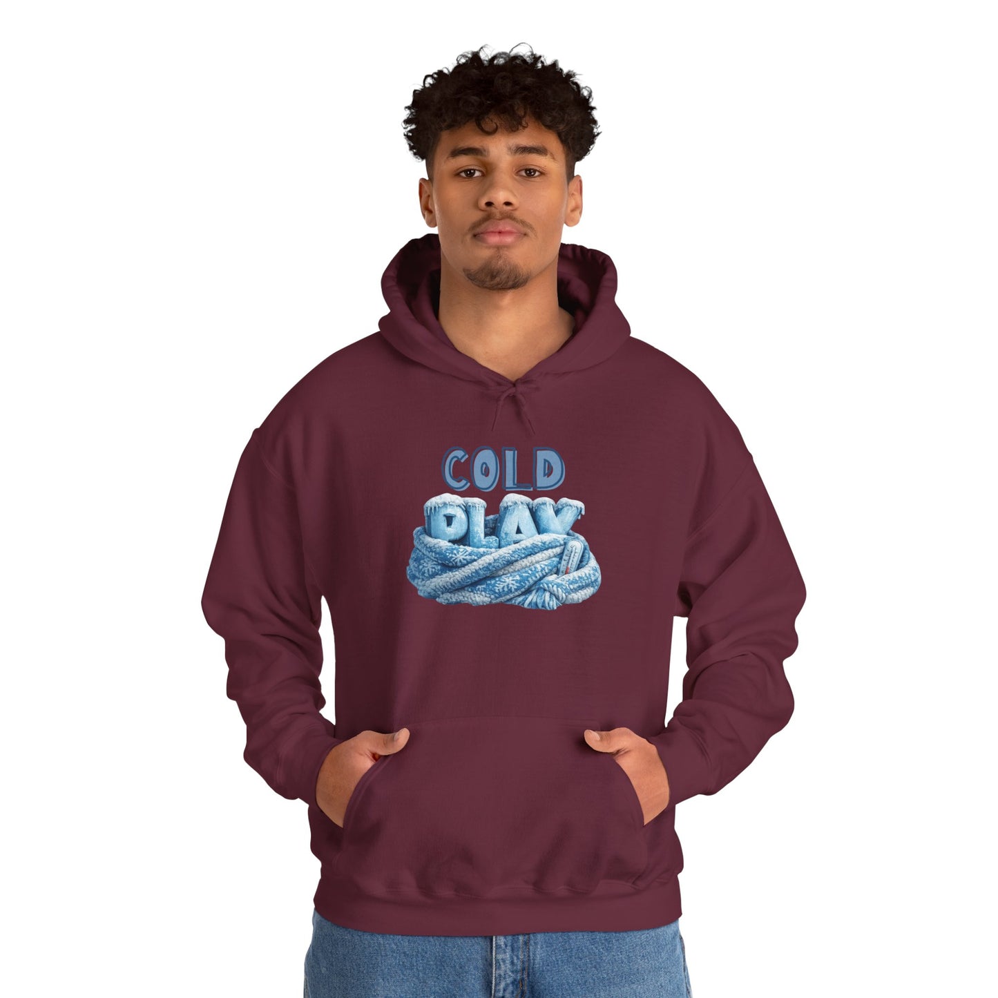 Cold Play Rope Graphic Hoodie – Blue Text & Knot Design, Cozy Band-Inspired Pullover