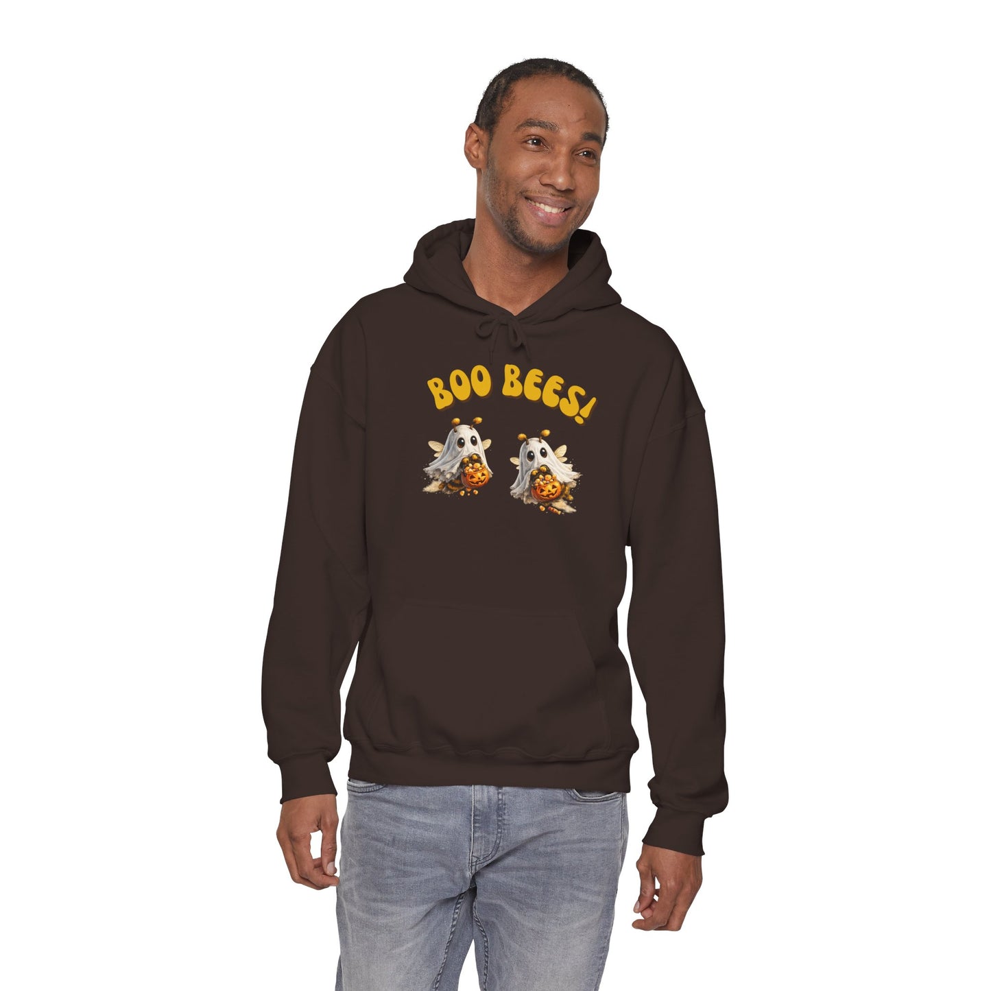 Halloween 'Boo Bees' Hoodie – Cute Ghost Bee Pumpkin Graphic Sweatshirt