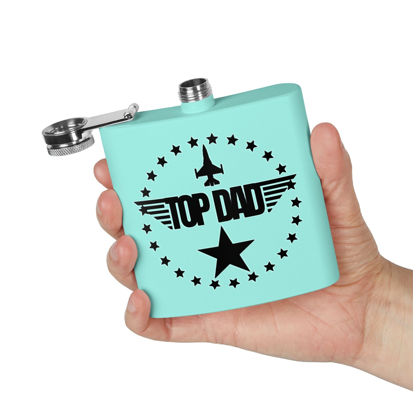 Top Dad Stainless Steel Flask — 6oz Military Pilot Gift for Father’s Day