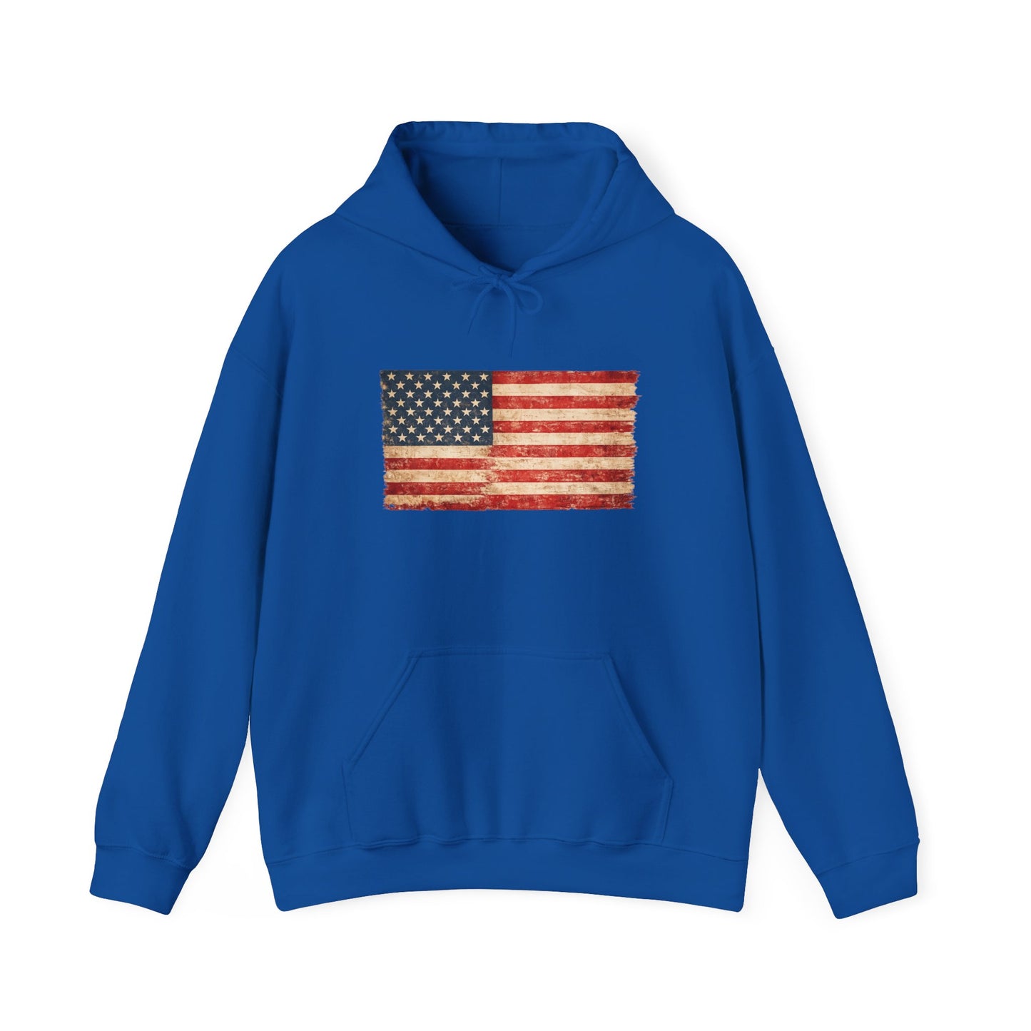 Vintage American Flag Hoodie - Distressed USA Patriotic Pullover