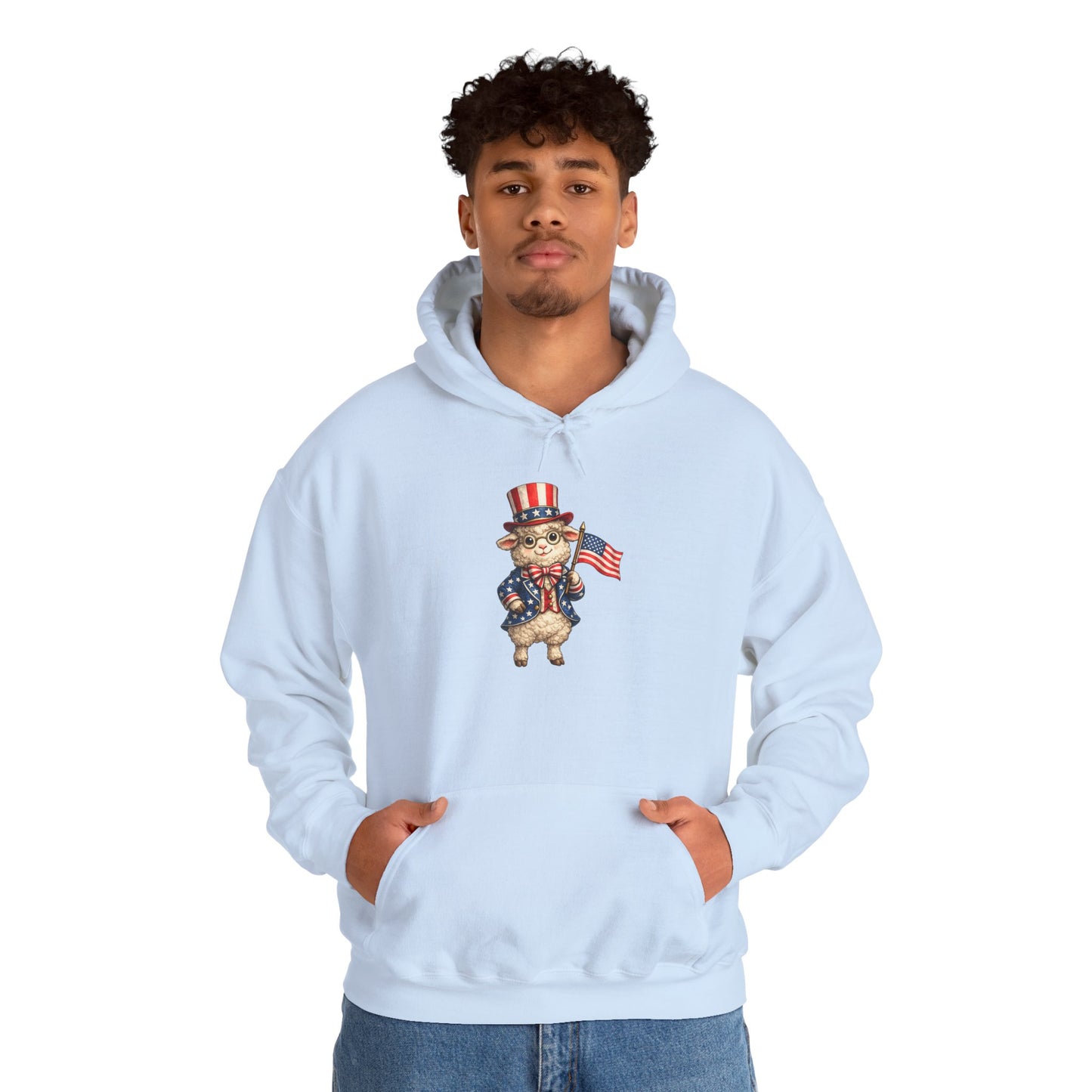 Patriotic Sheep Hoodie — Vintage Uncle Sam Sheep Holding American Flag