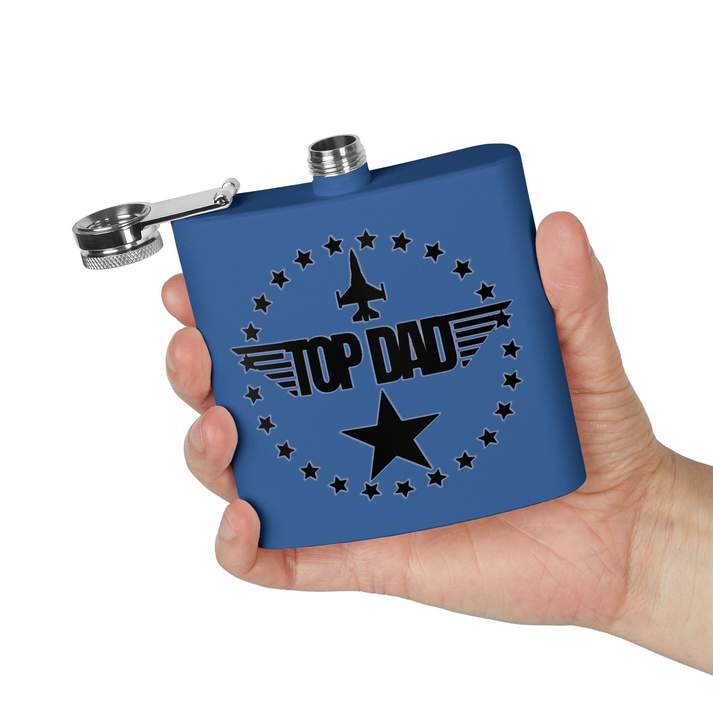 Top Dad Stainless Steel Flask — 6oz Military Pilot Gift for Father’s Day