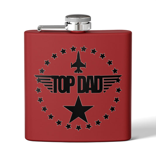 Top Dad Stainless Steel Flask — 6oz Military Pilot Gift for Father’s Day