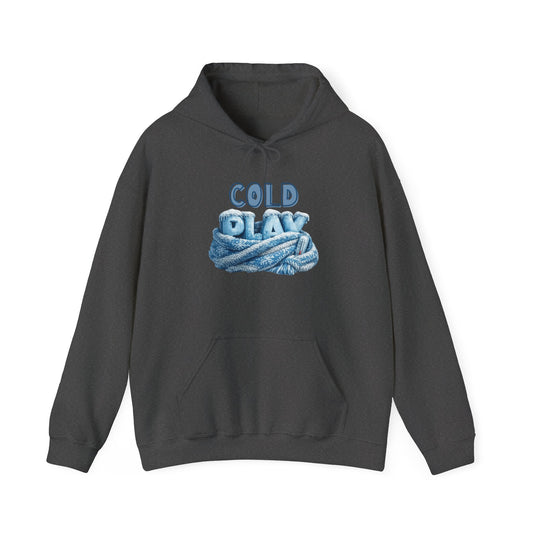 Cold Play Rope Graphic Hoodie – Blue Text & Knot Design, Cozy Band-Inspired Pullover