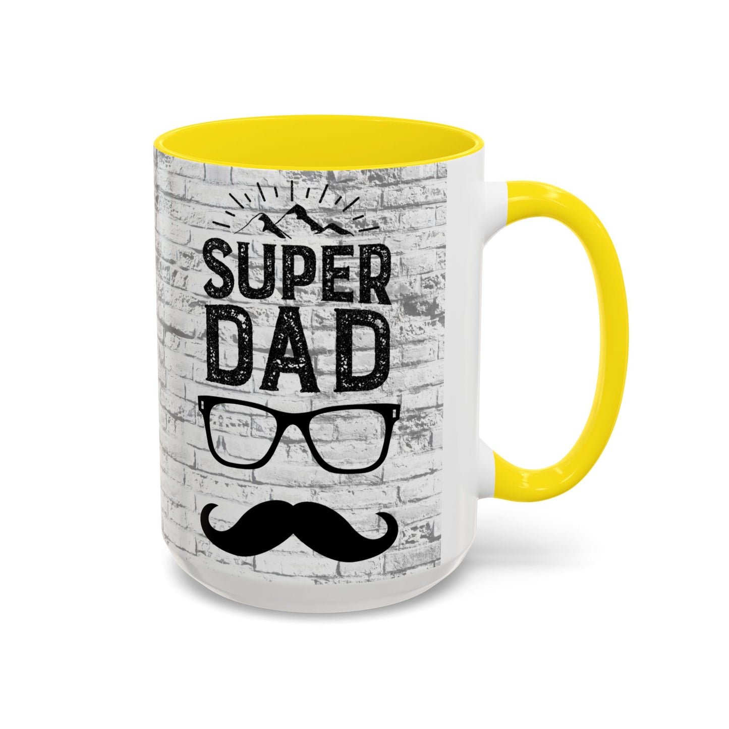 Super Dad Accent Coffee Mug — Father’s Day Mustache & Glasses 11/15oz