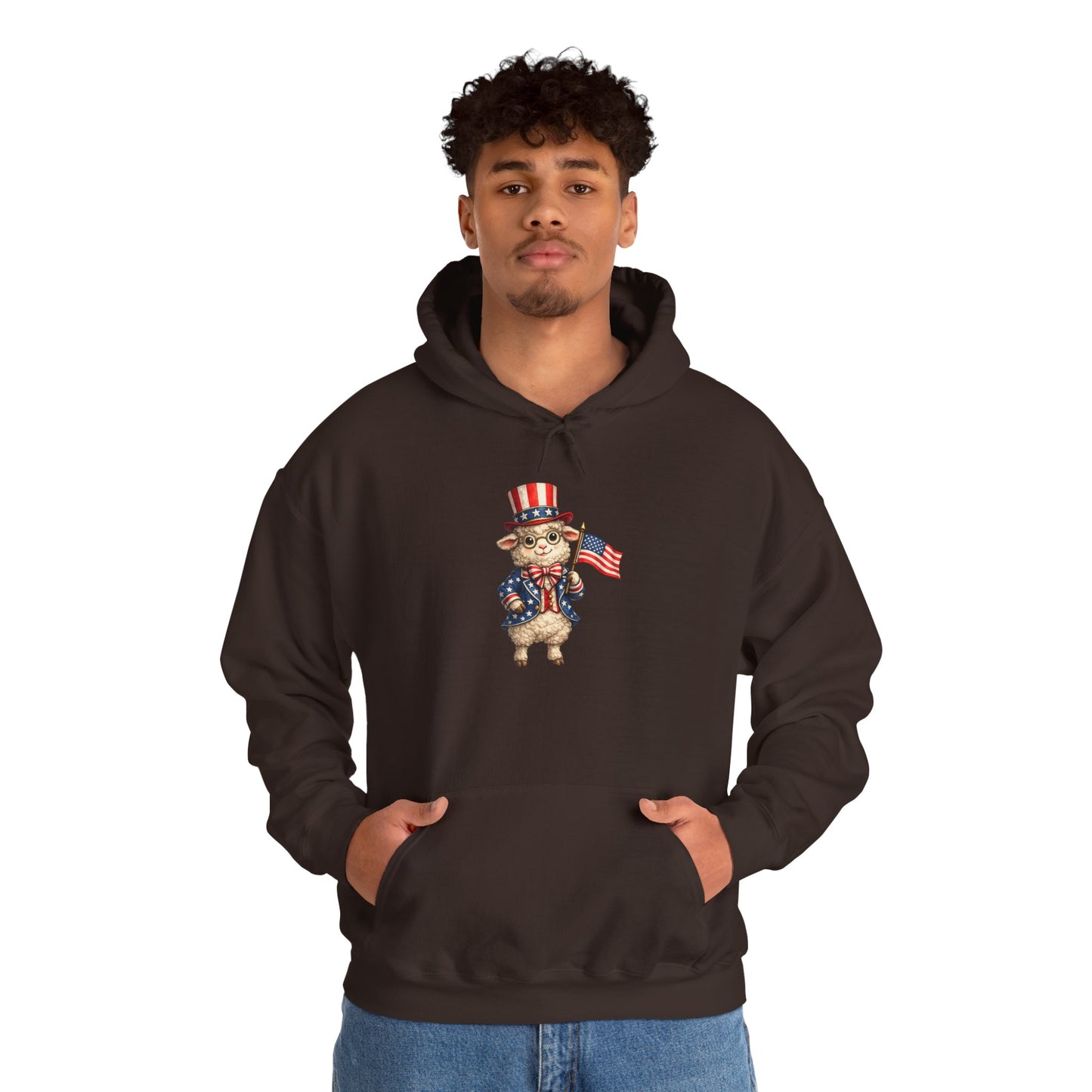 Patriotic Sheep Hoodie — Vintage Uncle Sam Sheep Holding American Flag