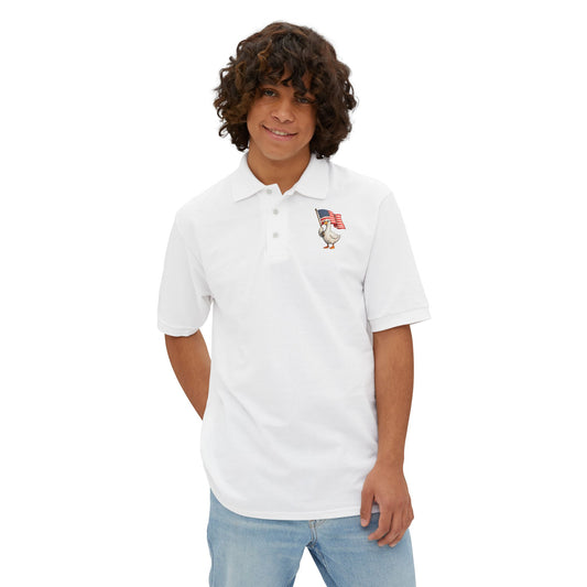 Patriotic Polo Shirt – Men’s Embroidered American Flag Chest Pocket T-Shirt