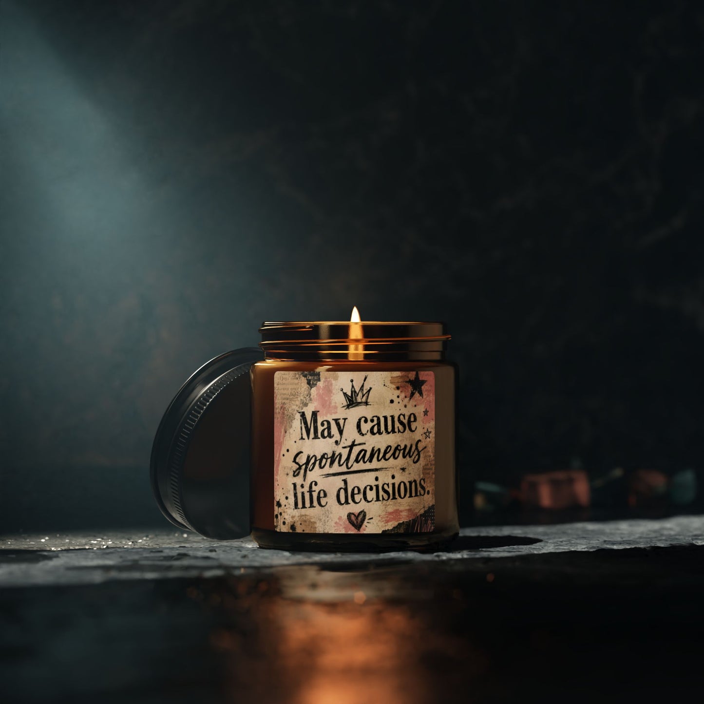 Soy Candle — “May Cause Spontaneous Life Decisions” Amber Jar