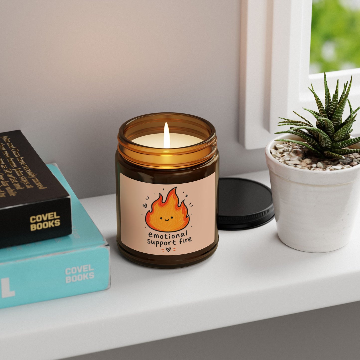 Emotional Support Fire Soy Candle — Amber Jar Scented Candle