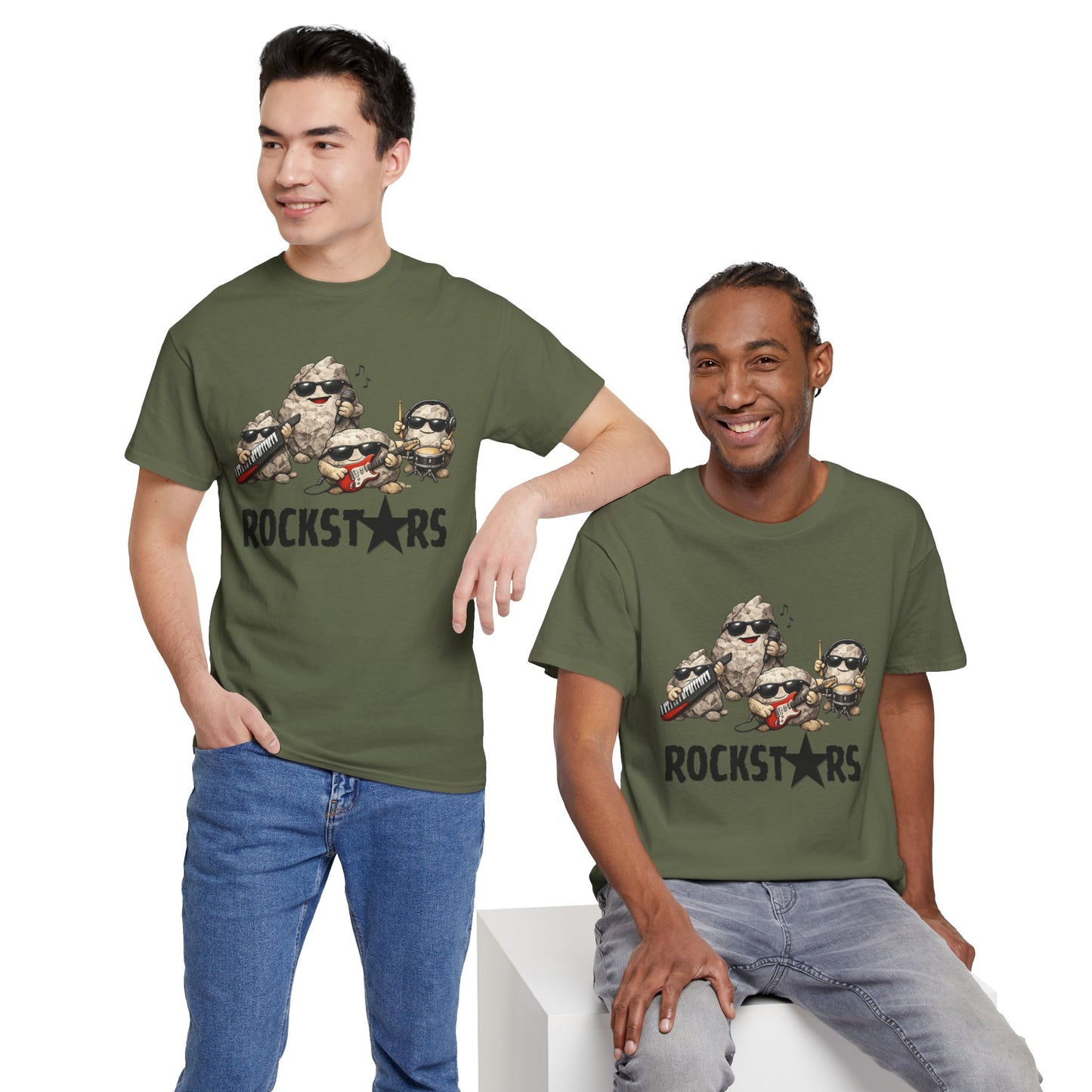 Rockstars Band Tee — Cute Cartoon Rocks Graphic T-Shirt