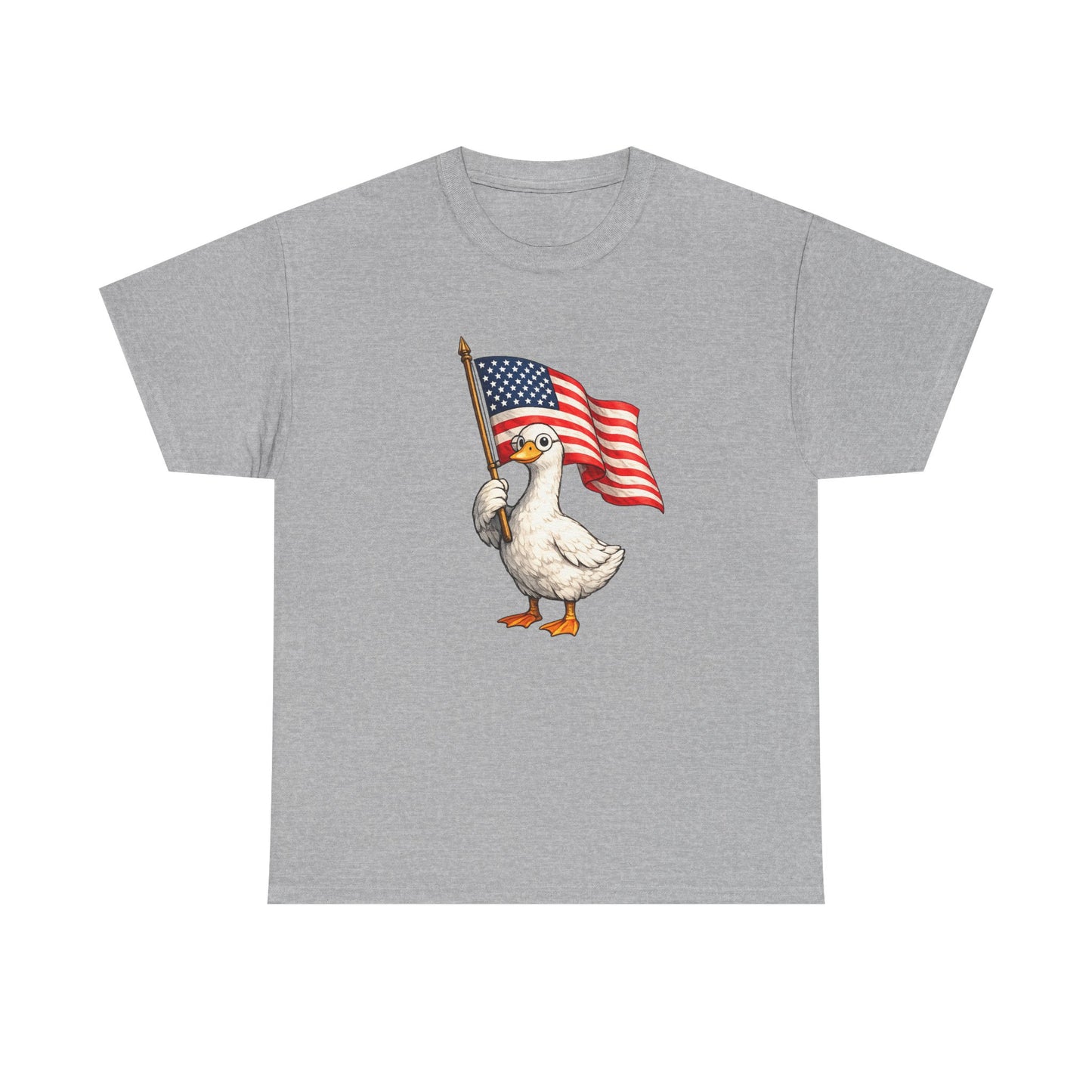 Patriotic Duck T-Shirt – Cute Duck Holding American Flag, 4th of July Tee