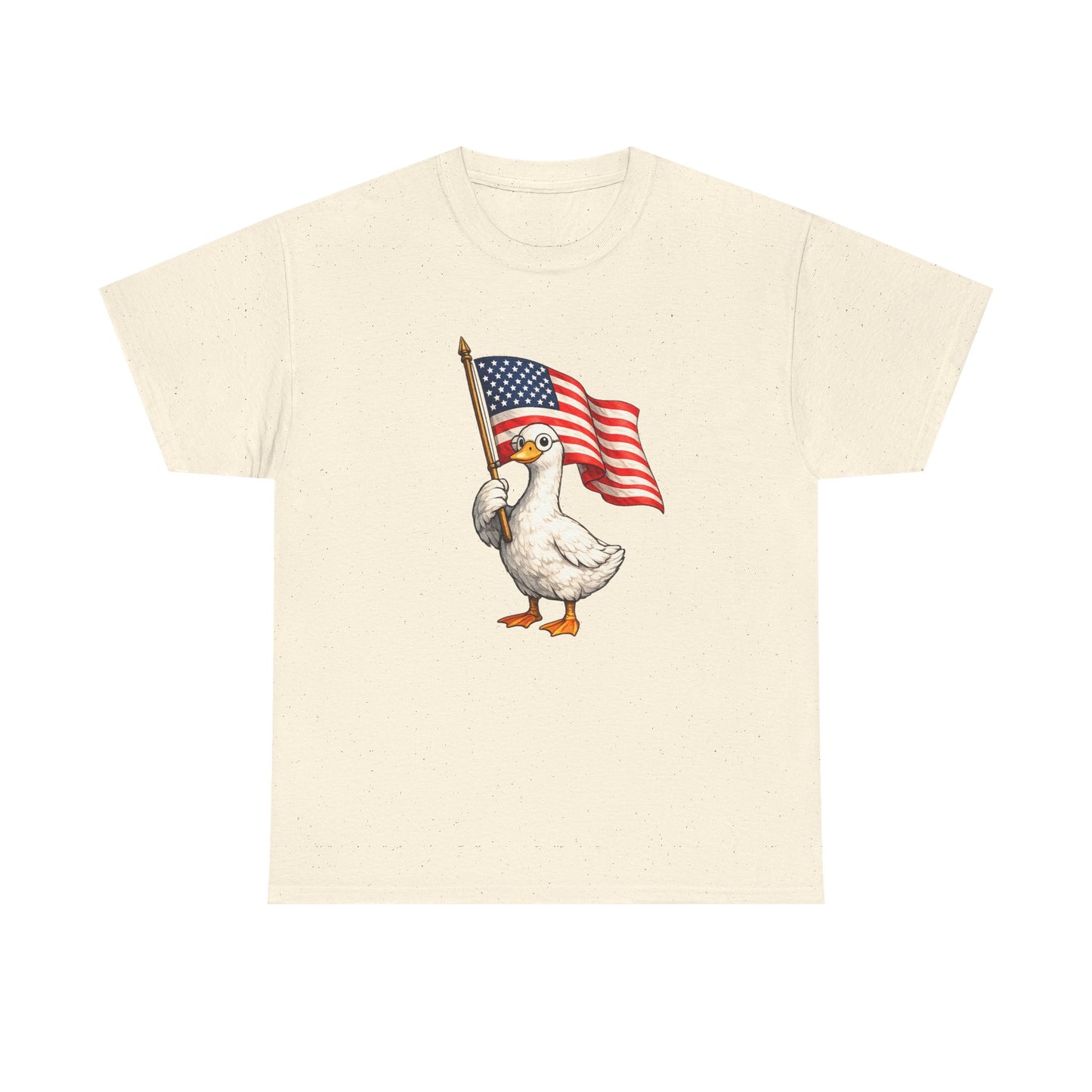 Patriotic Duck T-Shirt – Cute Duck Holding American Flag, 4th of July Tee