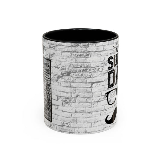 Super Dad Accent Coffee Mug — Father’s Day Mustache & Glasses 11/15oz