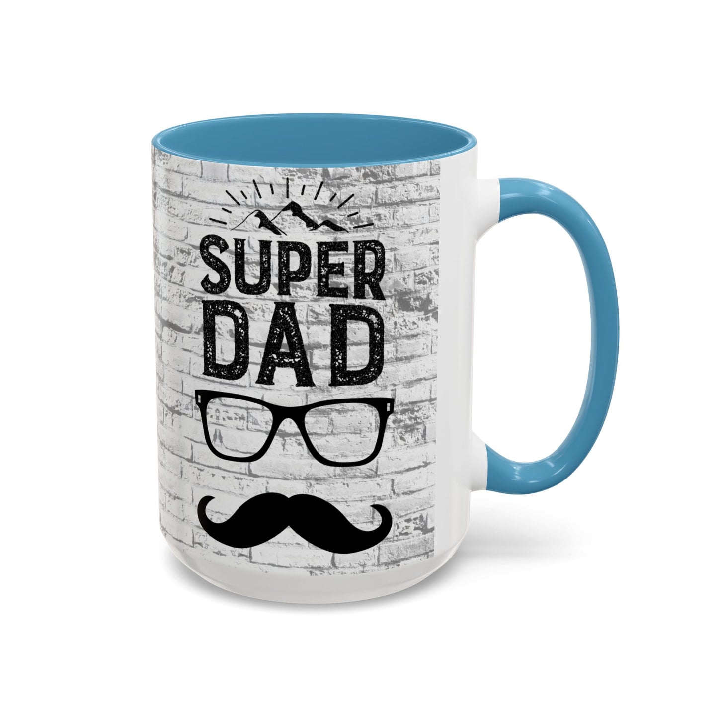 Super Dad Accent Coffee Mug — Father’s Day Mustache & Glasses 11/15oz