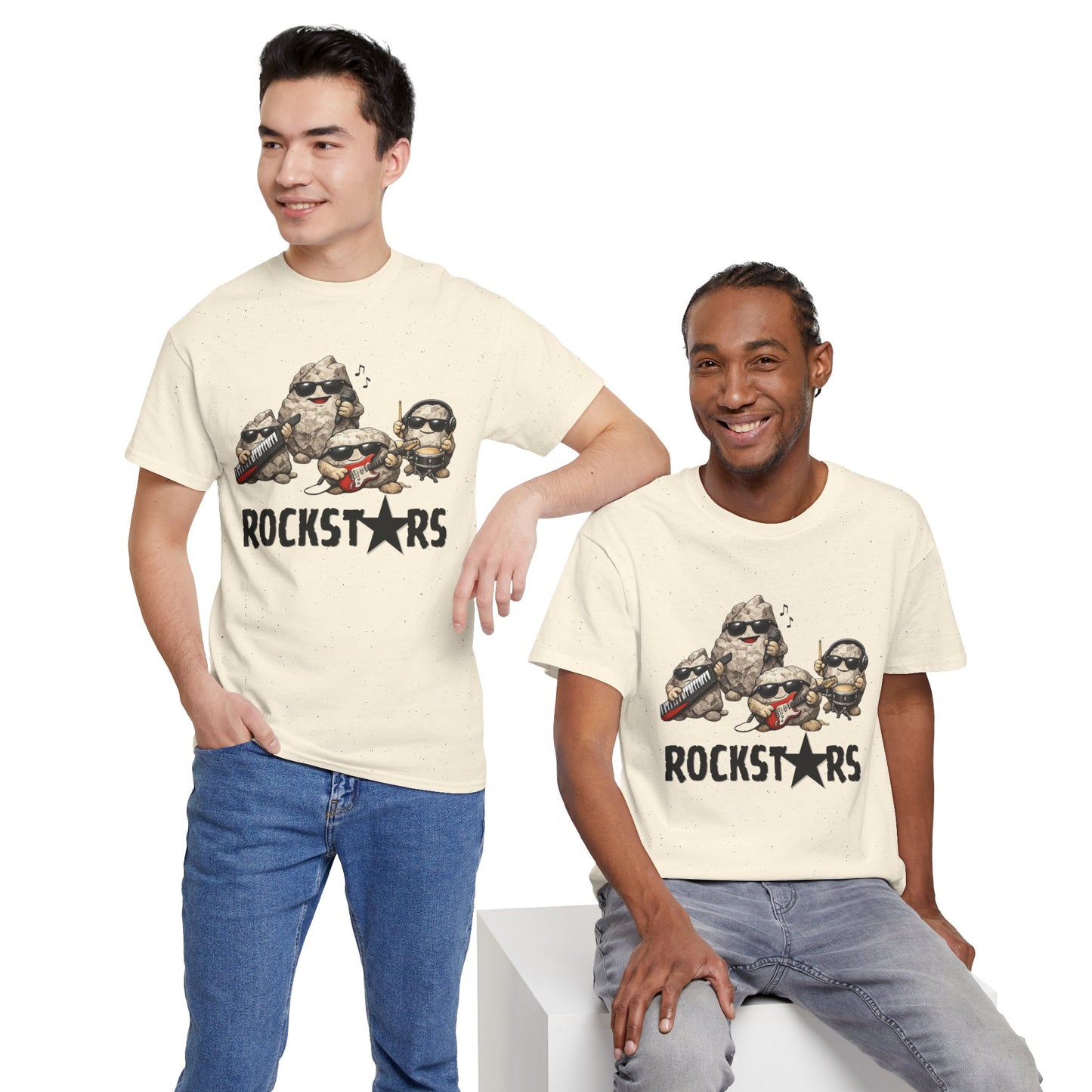 Rockstars Band Tee — Cute Cartoon Rocks Graphic T-Shirt