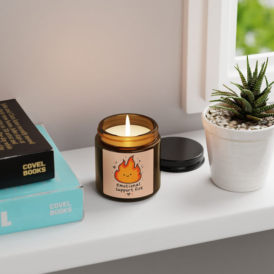 Emotional Support Fire Soy Candle — Amber Jar Scented Candle
