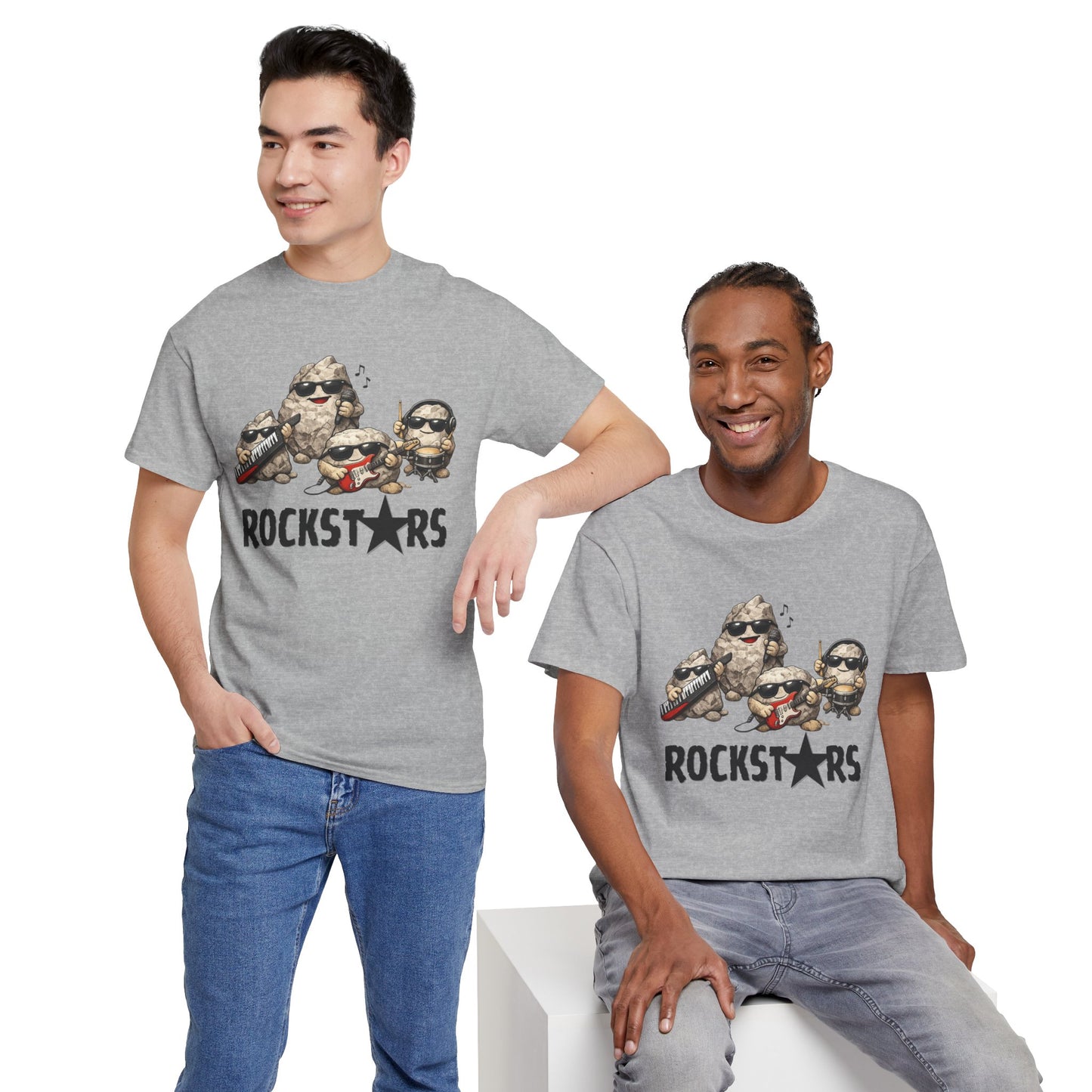 Rockstars Band Tee — Cute Cartoon Rocks Graphic T-Shirt