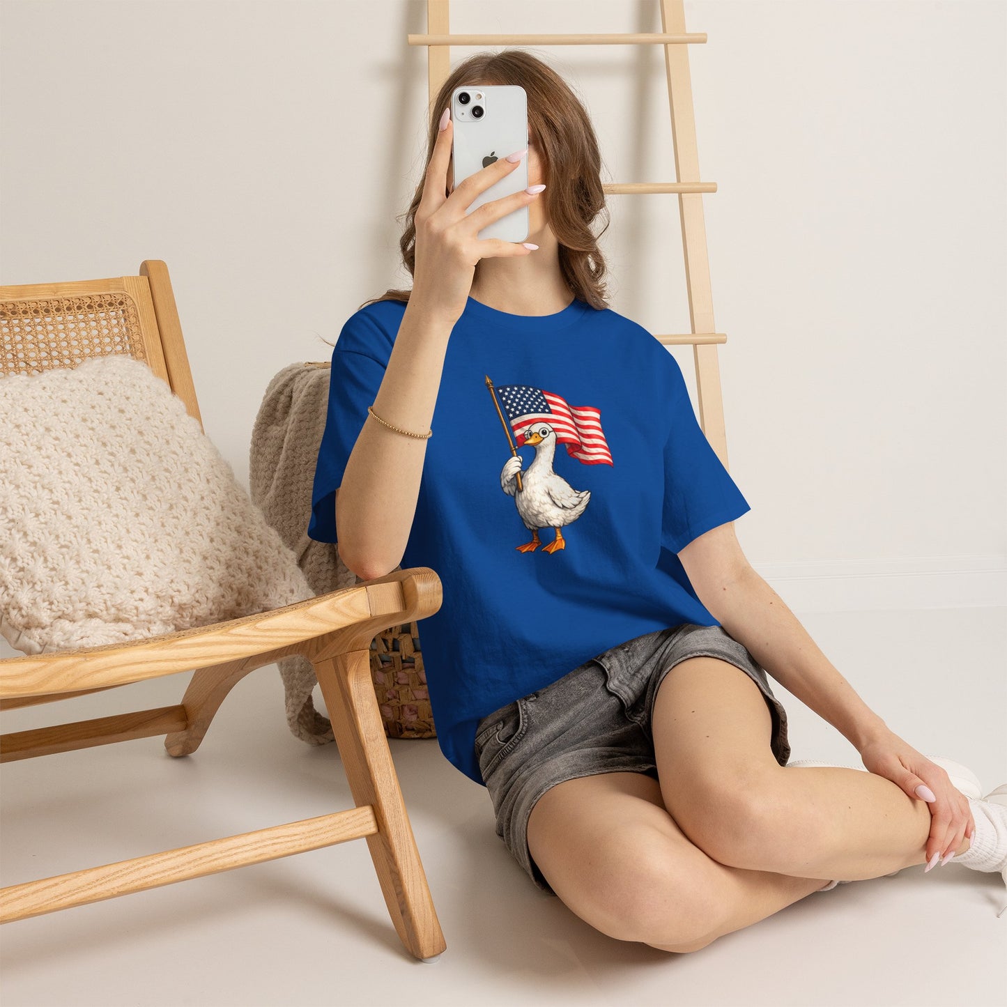 Patriotic Duck T-Shirt – Cute Duck Holding American Flag, 4th of July Tee