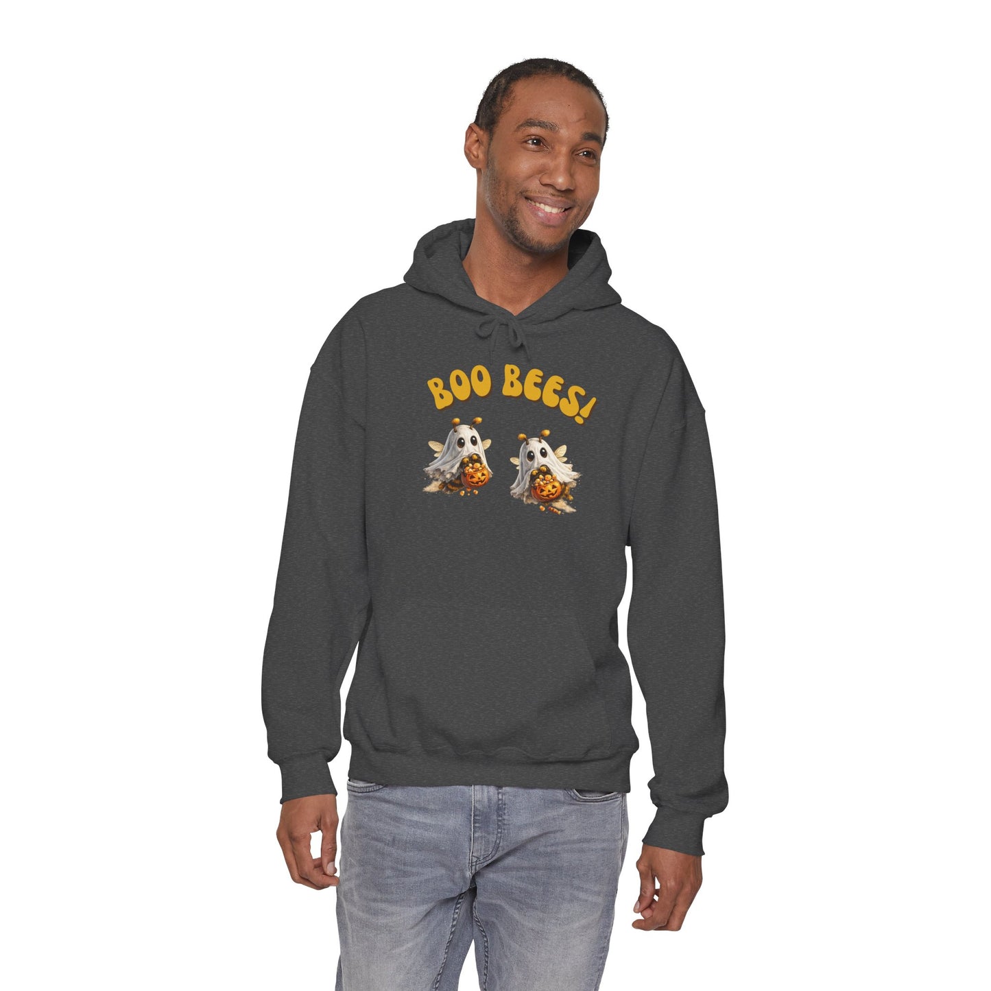 Halloween 'Boo Bees' Hoodie – Cute Ghost Bee Pumpkin Graphic Sweatshirt