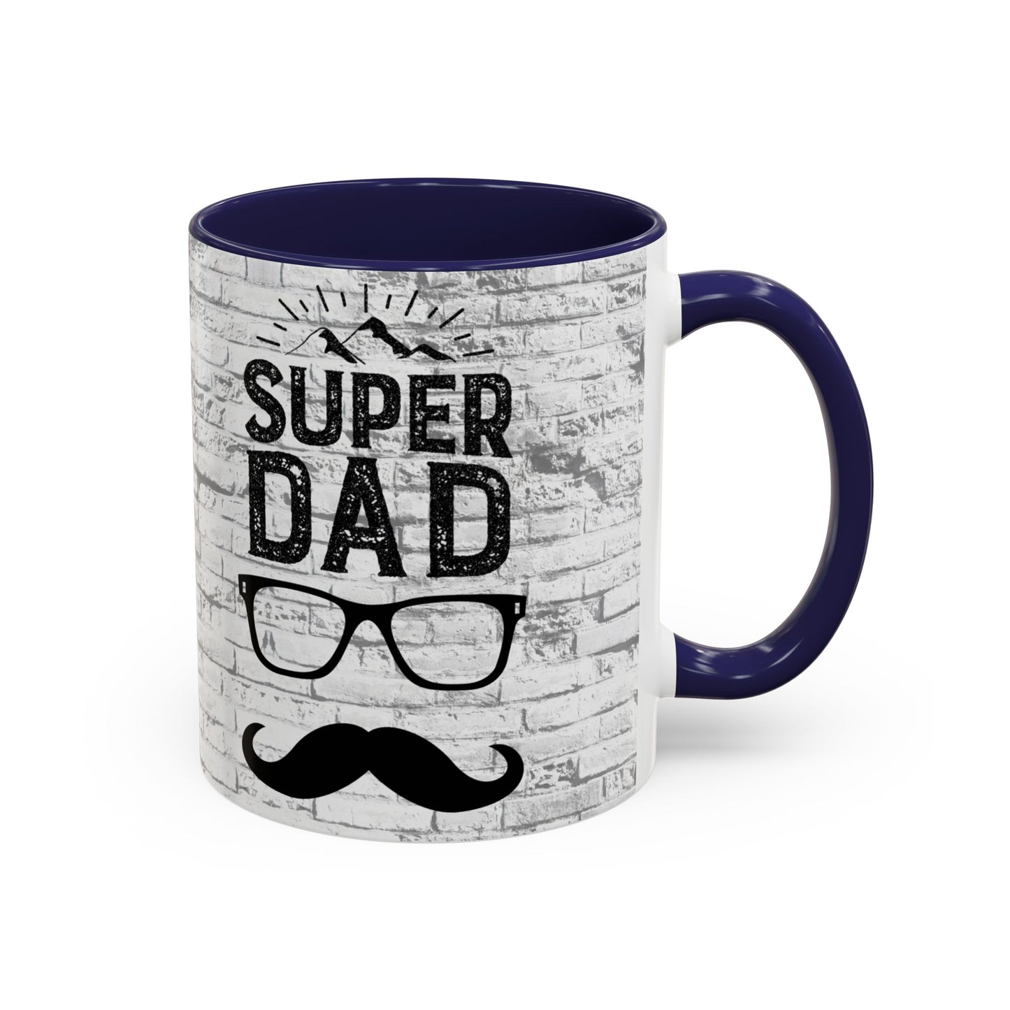 Super Dad Accent Coffee Mug — Father’s Day Mustache & Glasses 11/15oz