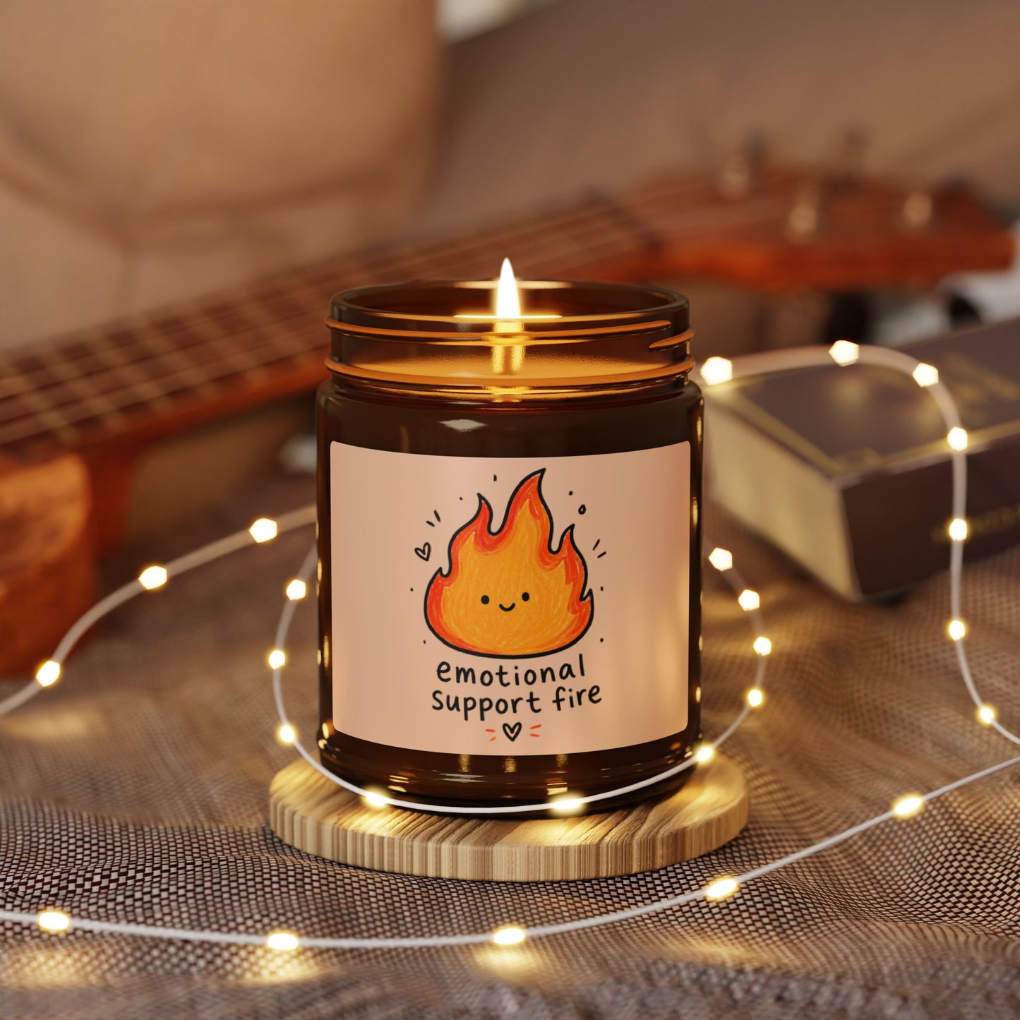 Emotional Support Fire Soy Candle — Amber Jar Scented Candle