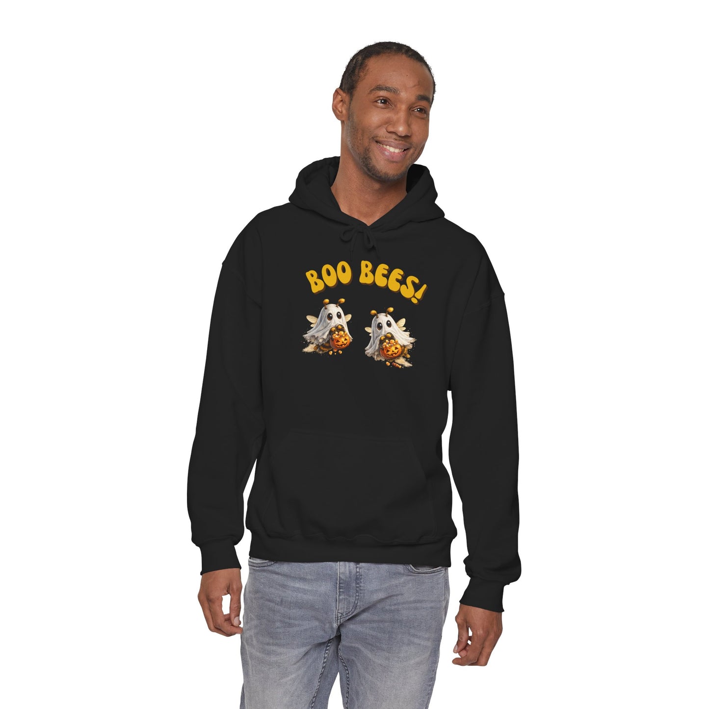 Halloween 'Boo Bees' Hoodie – Cute Ghost Bee Pumpkin Graphic Sweatshirt