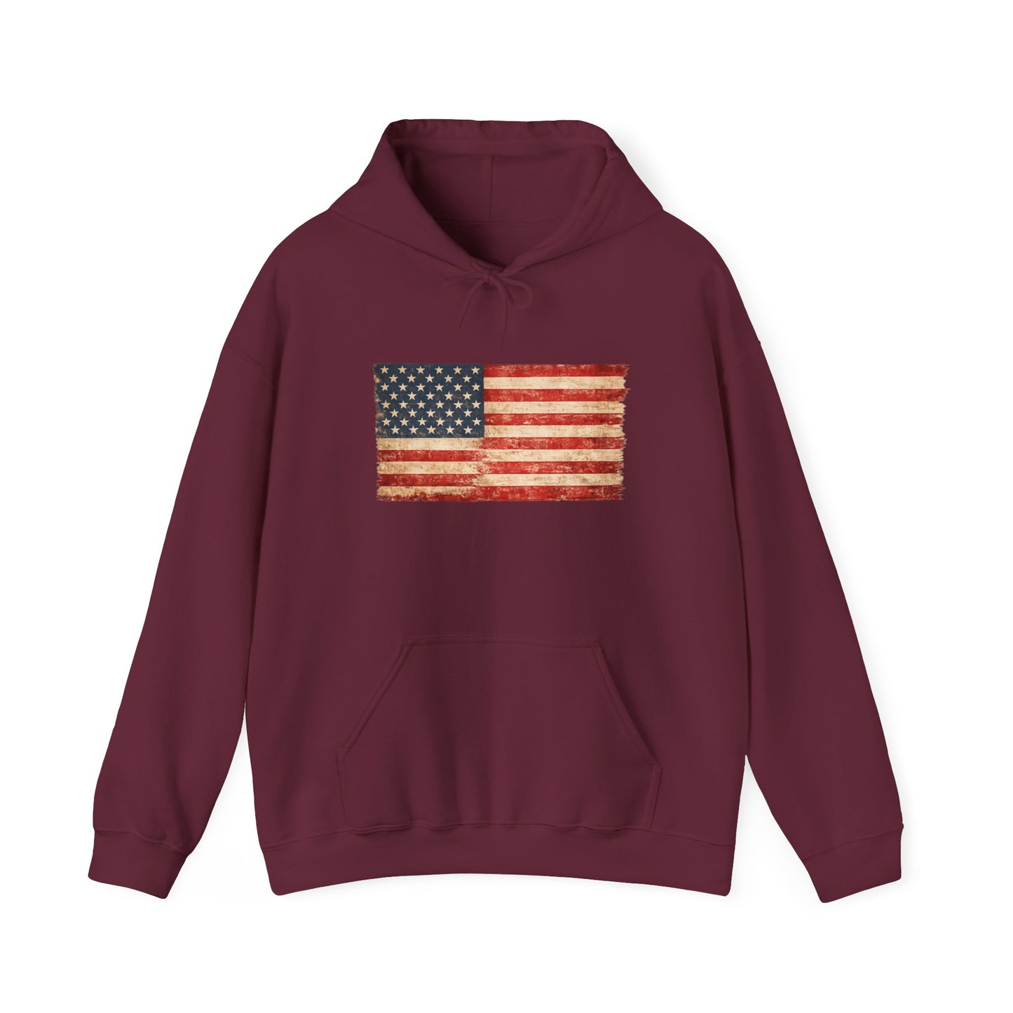 Vintage American Flag Hoodie - Distressed USA Patriotic Pullover
