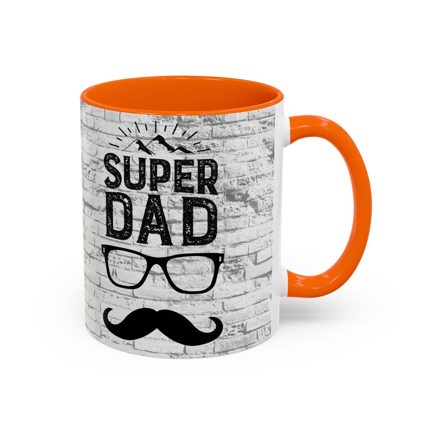 Super Dad Accent Coffee Mug — Father’s Day Mustache & Glasses 11/15oz