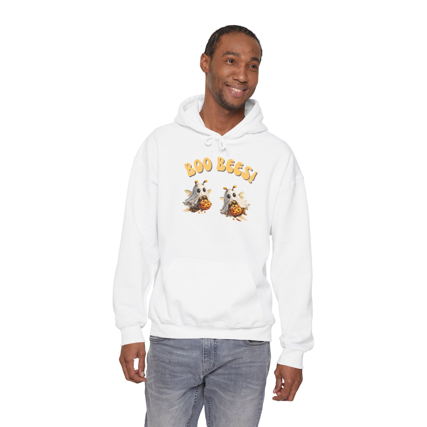 Halloween 'Boo Bees' Hoodie – Cute Ghost Bee Pumpkin Graphic Sweatshirt