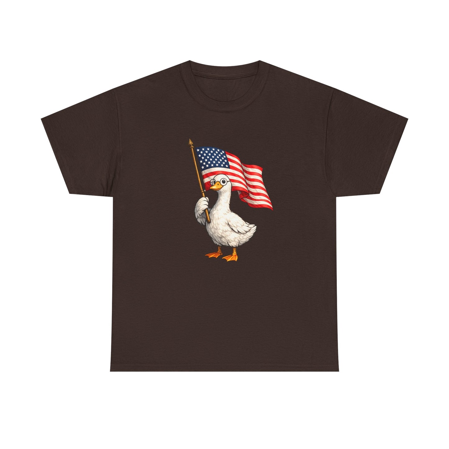 Patriotic Duck T-Shirt – Cute Duck Holding American Flag, 4th of July Tee