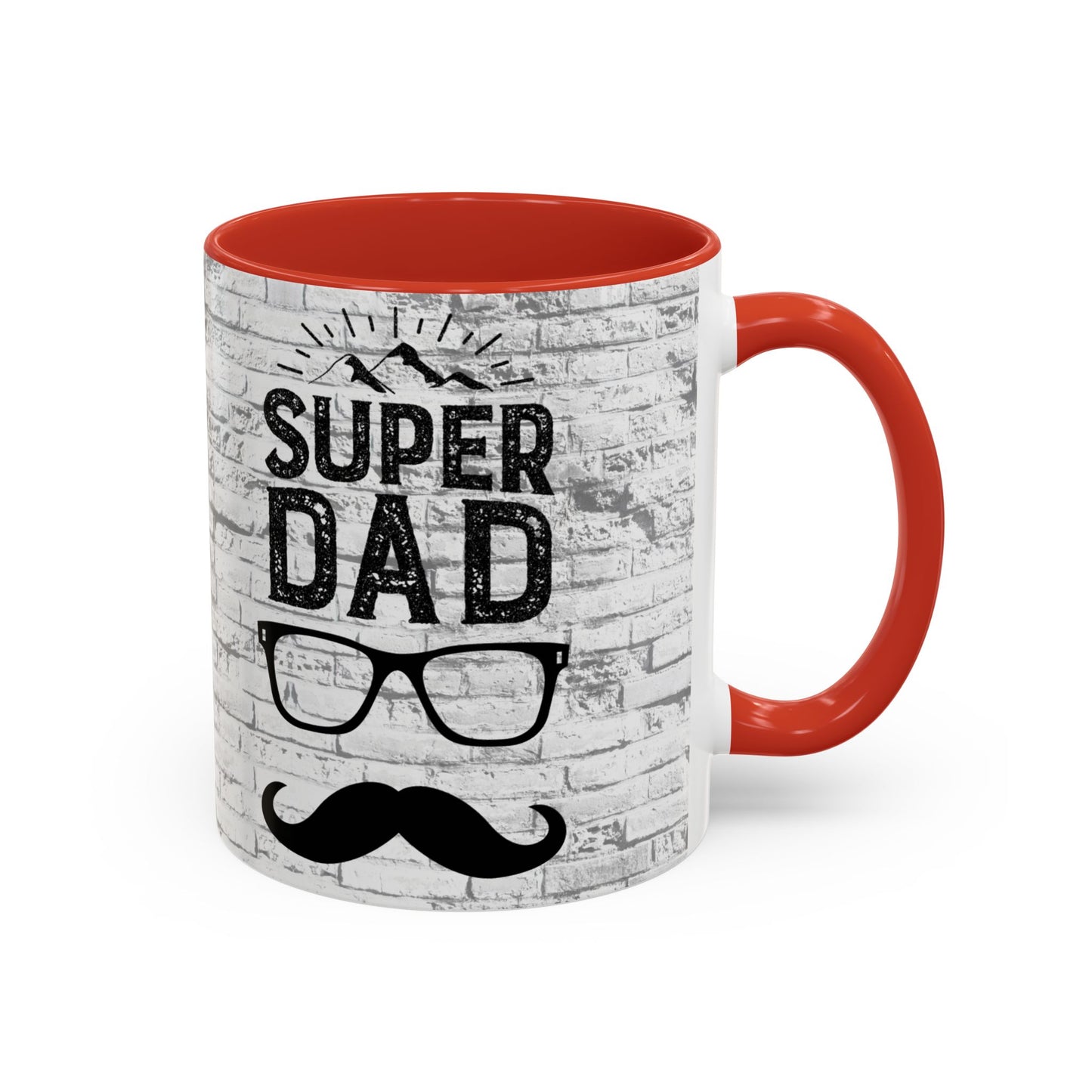 Super Dad Accent Coffee Mug — Father’s Day Mustache & Glasses 11/15oz