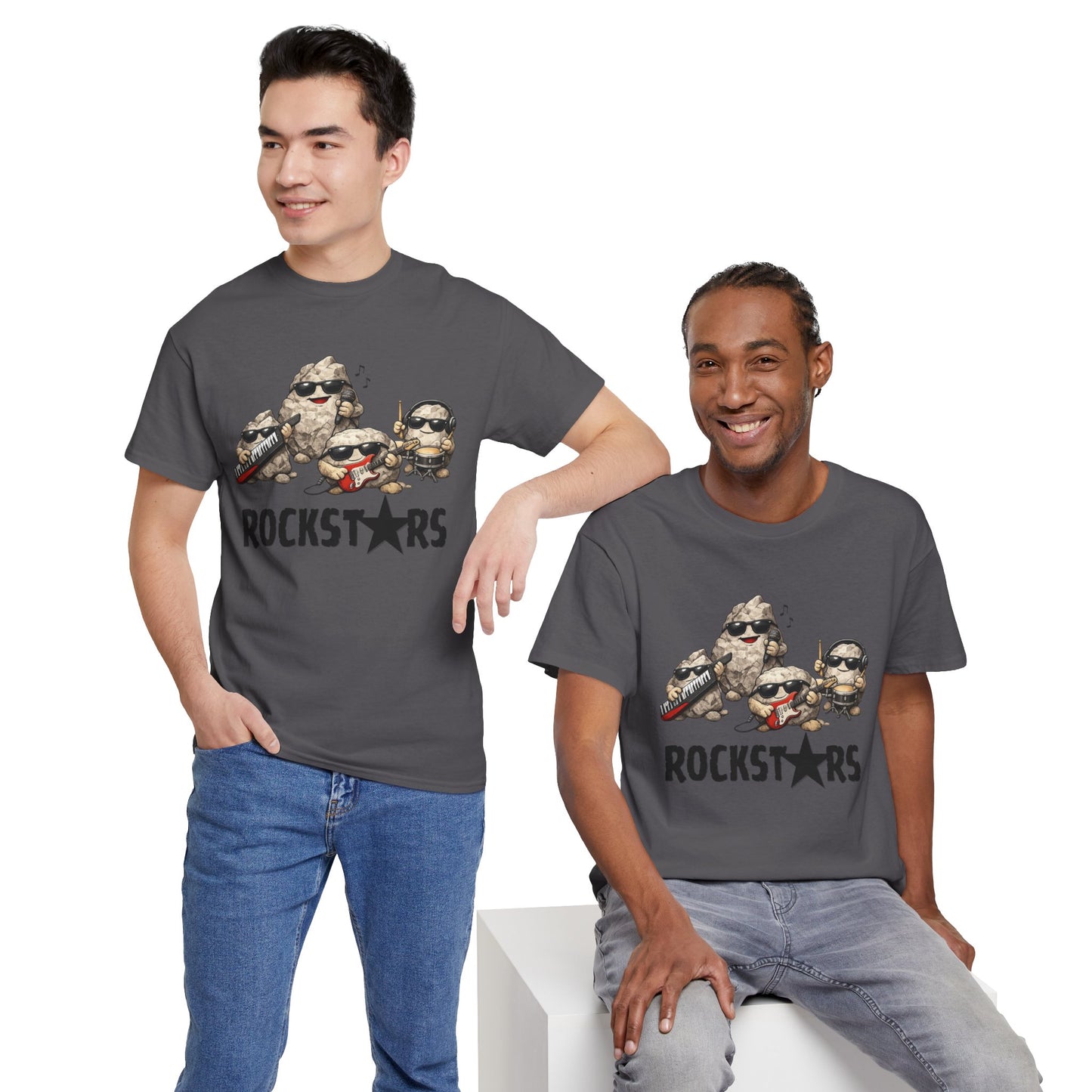 Rockstars Band Tee — Cute Cartoon Rocks Graphic T-Shirt