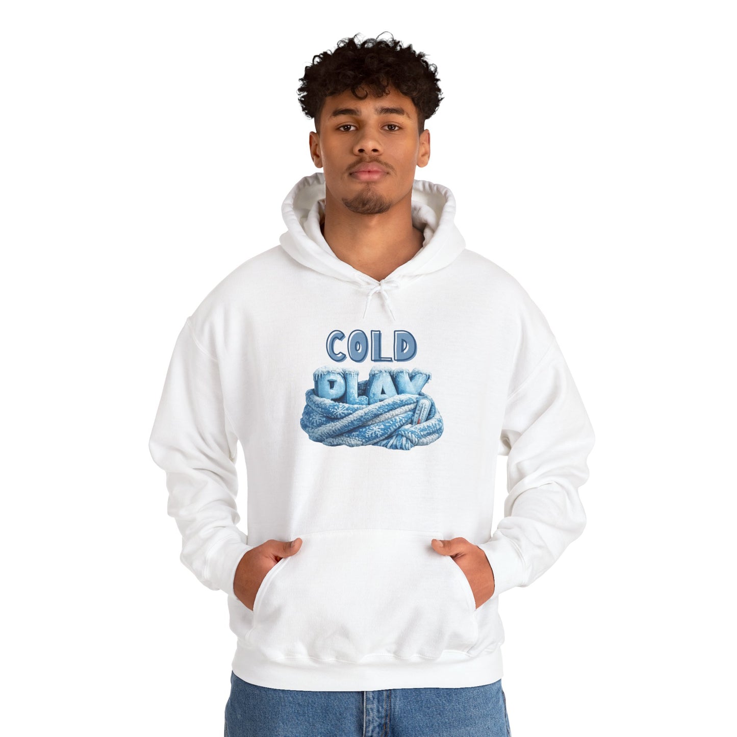 Cold Play Rope Graphic Hoodie – Blue Text & Knot Design, Cozy Band-Inspired Pullover