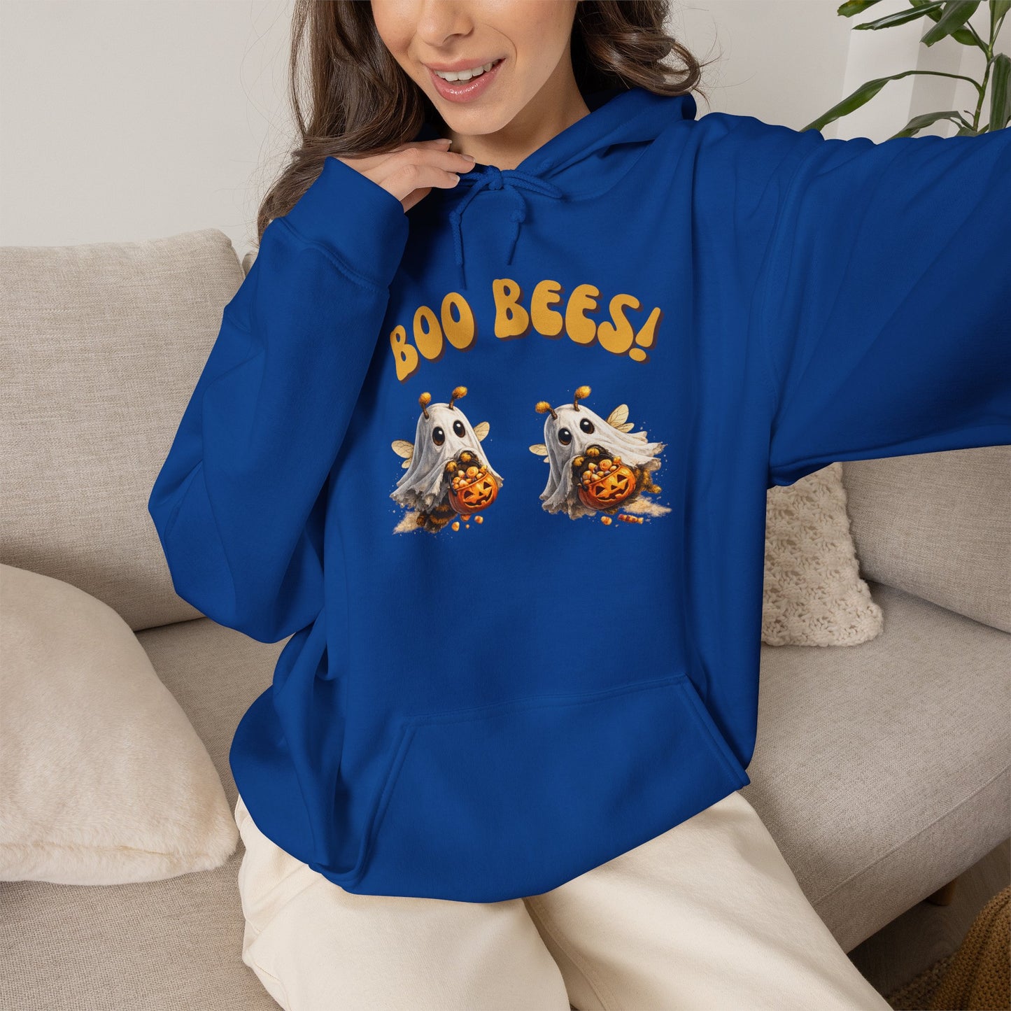 Halloween 'Boo Bees' Hoodie – Cute Ghost Bee Pumpkin Graphic Sweatshirt