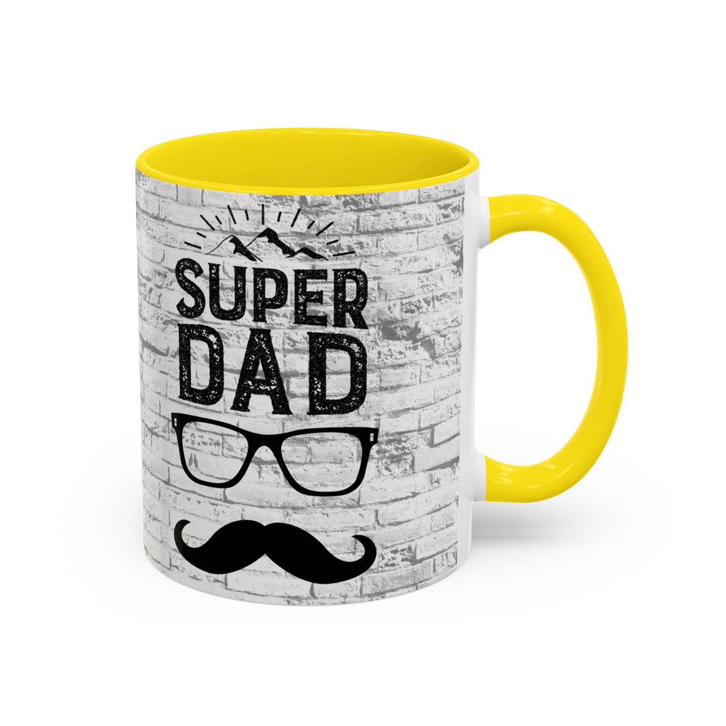 Super Dad Accent Coffee Mug — Father’s Day Mustache & Glasses 11/15oz