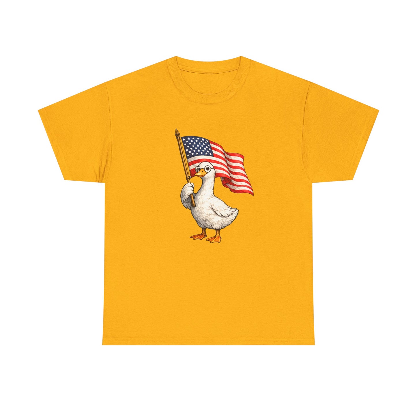 Patriotic Duck T-Shirt – Cute Duck Holding American Flag, 4th of July Tee