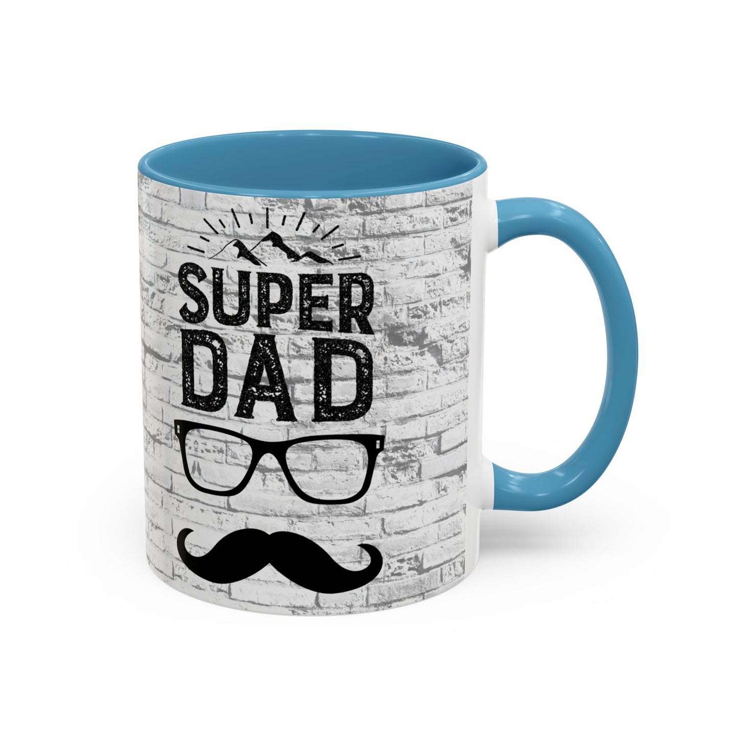 Super Dad Accent Coffee Mug — Father’s Day Mustache & Glasses 11/15oz