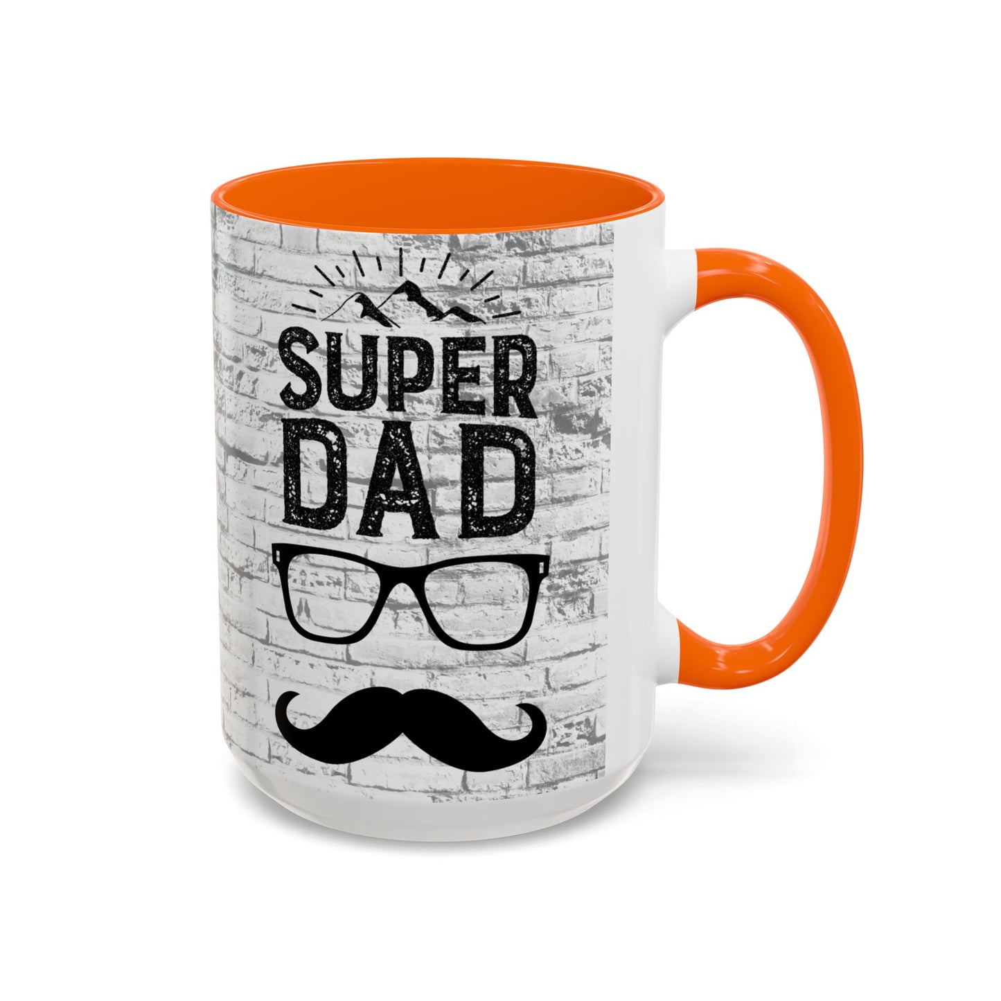 Super Dad Accent Coffee Mug — Father’s Day Mustache & Glasses 11/15oz